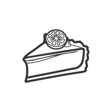 A single slice of cheesecake with a lemon garnish