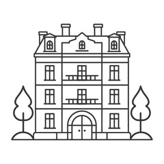 Fototapeta premium A detailed black and white architectural drawing of a classic building