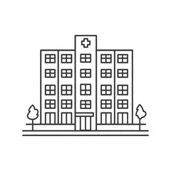 Naklejka premium Simple outlined illustration depicting a modern medical center building