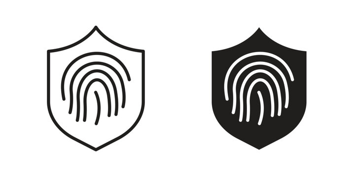 Biometric security icon. Line and Silhouette Icon Set.