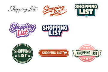 Obraz premium Variety of shopping list logos in different fonts and colors