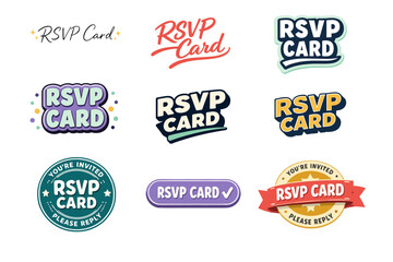 Obraz premium Colorful rsvp card designs collection for invites and events
