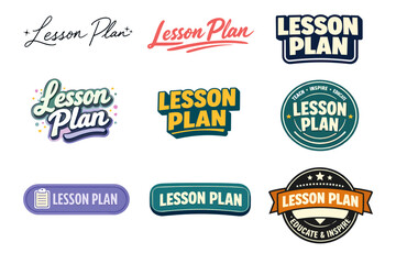 Obraz premium Collection of lesson plan logos with various styles and colors