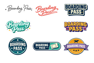 Fototapeta premium Stylish boarding pass logos in various designs and colors