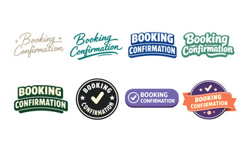 Obraz premium Variety of booking confirmation logos in diverse styles and colors