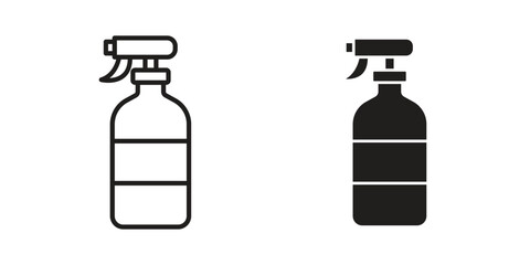 Obraz premium Cleaning spray icon. Line and Silhouette Icon Set.