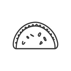 Obraz premium A simple black and white outline illustration of a stuffed taco