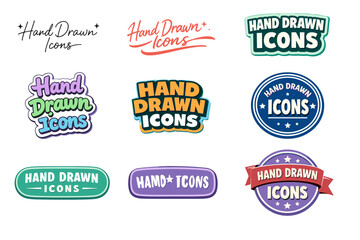 Fototapeta premium Variety of hand drawn icons in colorful styles