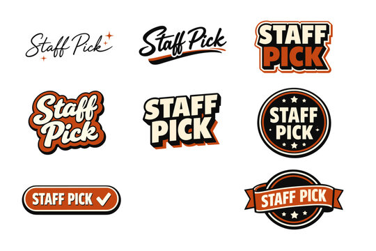 Staff pick icons collection: diverse badge designs and styles for promotions