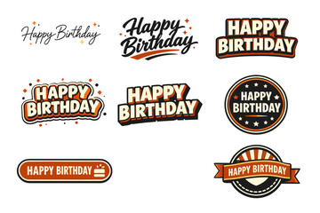 Obraz premium Vintage style happy birthday badges and labels collection