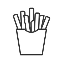 Obraz premium A black and white illustration of french fries in a carton