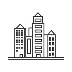 Fototapeta premium Black and white illustration of a modern cityscape skyline