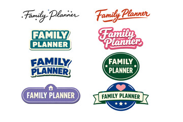 Variety of family planner logos showcasing diverse design styles