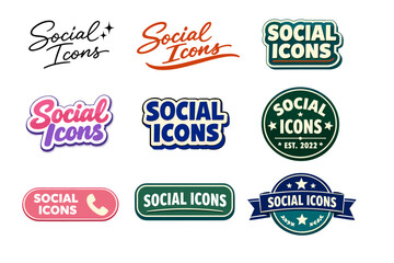 Fototapeta premium Retro social icons collection in various styles and colors