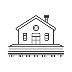 An illustration of a railway station building for train passengers