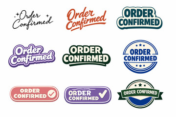 Obraz premium Diverse order confirmed badge designs in various styles and colors