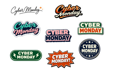 Obraz premium Colorful cyber monday badges and labels collection