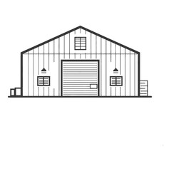 A simple graphic illustration depicting a rural barn structure building