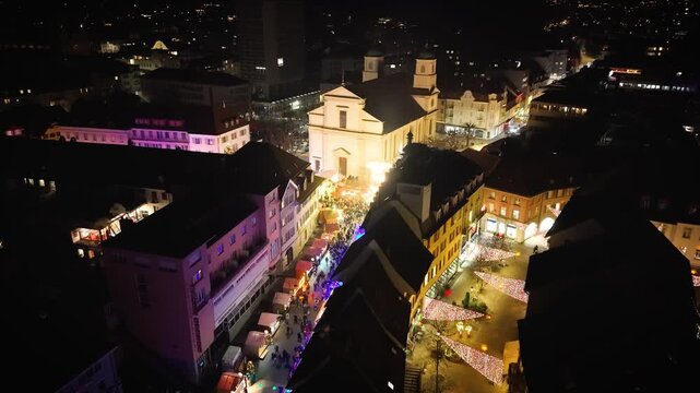 Magical Christmas Market in Olten, Switzerland Festive Lights, Cozy Stalls & Winter Atmosphere, 4K Aerial Drone View of Swiss Holiday Spirit
