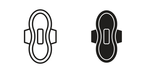 Sanitary pad icon. Line and Silhouette Icon Set.