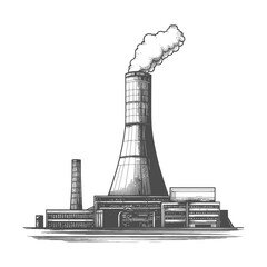 Fototapeta premium Depiction of a power plant emitting smoke into the atmosphere