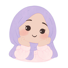 Fototapeta premium Cute Hijab Girl Chin Pose