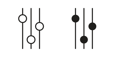 Settings sliders icon. Line and Silhouette Icon Set.