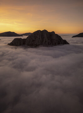 Spectacular Snowdonia view with mountains and cloud inversion weather, the best views in the UK