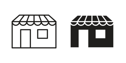 Shop icon. Line and Silhouette Icon Set.