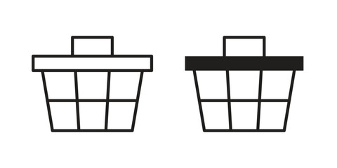 Shopping basket icon. Line and Silhouette Icon Set.