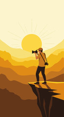 Photographer Captures Golden Sunrise Over Mountainous Horizon Landscape