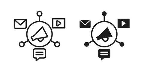 Social campaign icon. Line and Silhouette Icon Set.