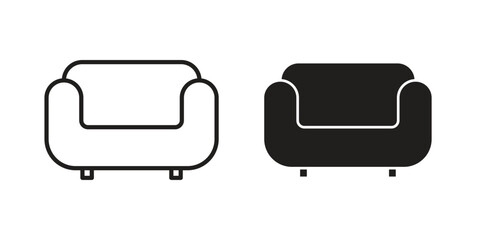 Sofa icon. Line and Silhouette Icon Set.