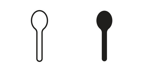 Spoon icon. Line and Silhouette Icon Set.