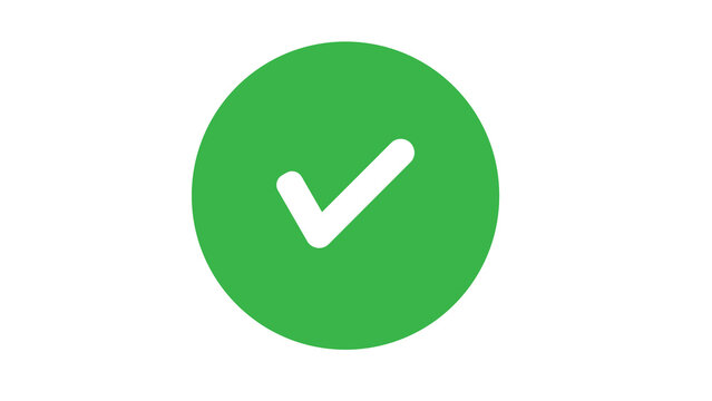 Single green checkmark symbol in a circle on a white background, representing approval, success, or correct answer.