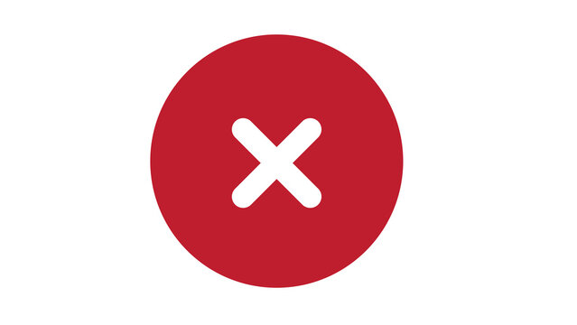 Single red cross symbol in a circle on a white background, signifying rejection, error, or incorrect answer.