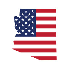 Arizona map silhouette with American flag
