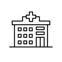 Healthcare Facility Icon, Hospital Clinic Building Outline, Medical Center Vector Symbol