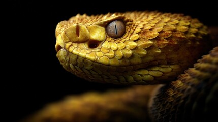 Fototapeta premium Close-up Portrait of Yellow Snake with Sharp Eye and Detailed Scales