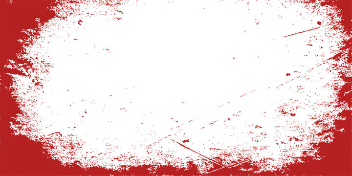 A vibrant red grunge frame features artistic paint splashes and splattered ink textures with decorative spray drops to create a dirty stain pattern for a bold vector wallpaper design