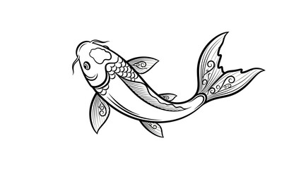 Obraz premium Elegant koi fish illustration on white background design element for print