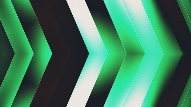 Repeating green and dark gray chevrons form a vibrant, modern geometric pattern moving forward.