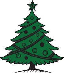 Fototapeta premium Minimalist green Christmas tree with star topper vector illustration EPS PNG file