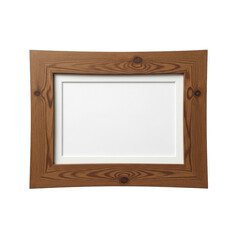 Fototapeta premium Brown wooden picture frame with white interior isolated on transparent background