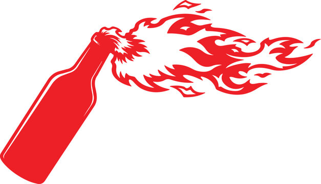 Red Molotov cocktail icon symbolizing protest, revolution, and social unrest.