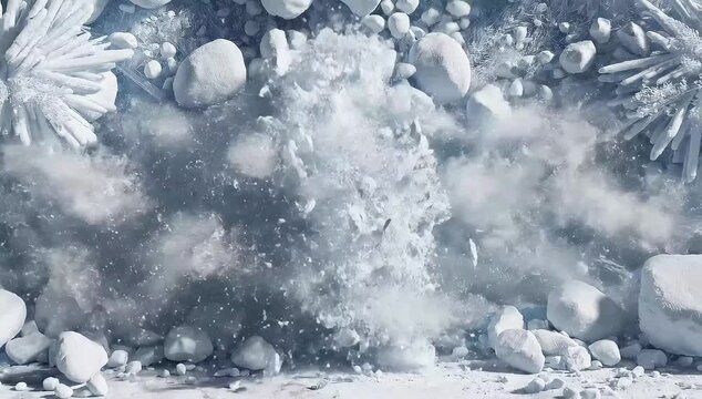 Snowflake frame animation on green screen background for compositing in video editing projects used for winter themes, holiday greetings, and festive motion graphics production