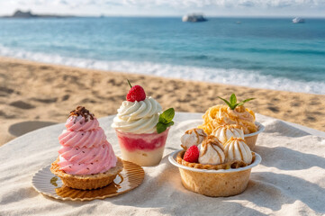 delicious dessert on the seashore