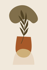 Abstract Botanical Wall Art with Modern Boho Shapes