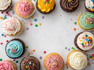 background of cupcakes and pastries