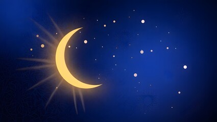 Fototapeta premium Serene night sky featuring a crescent moon and shimmering stars